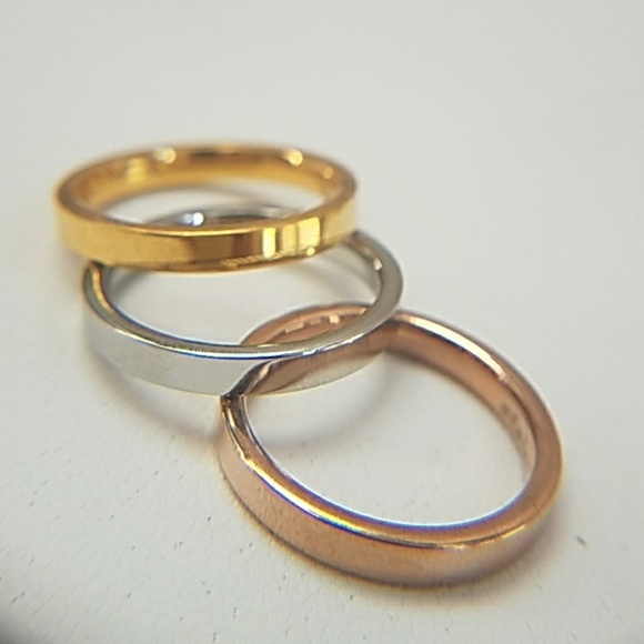 3pcs plain Wedding Bands Stainless steel size 7 - Picture 7 of 8